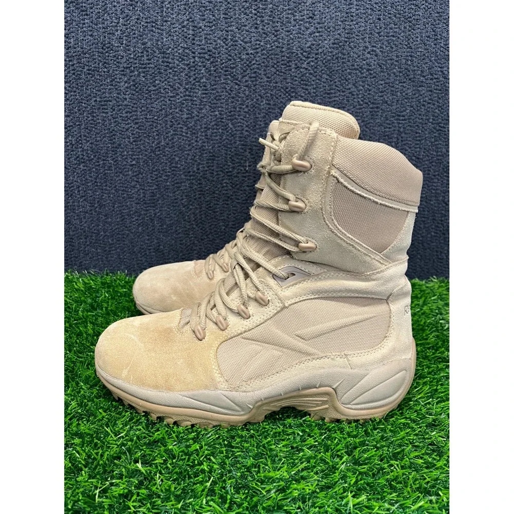Reebok Rapid Response Sz 10 Desert Tan Suede Tactical Side Zip Combat Boots